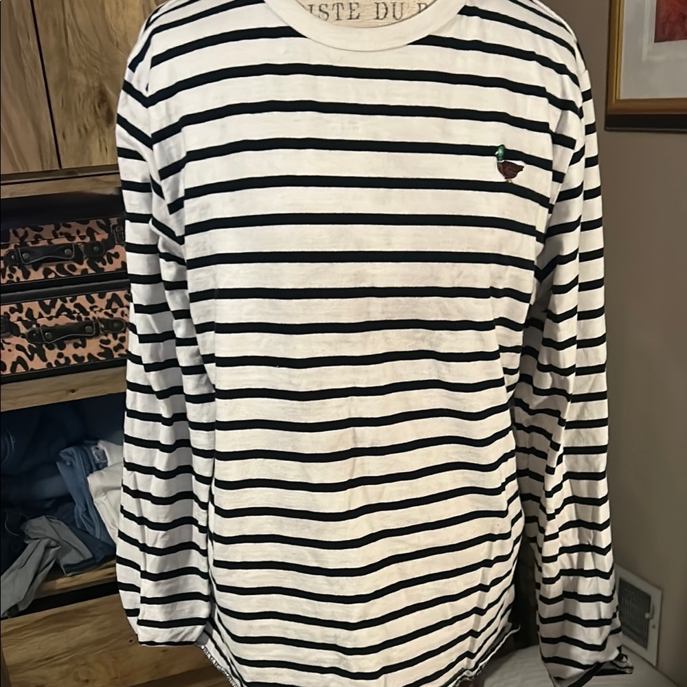 Denim & Flower Black and White Duck Long Sleeve Tee - XL